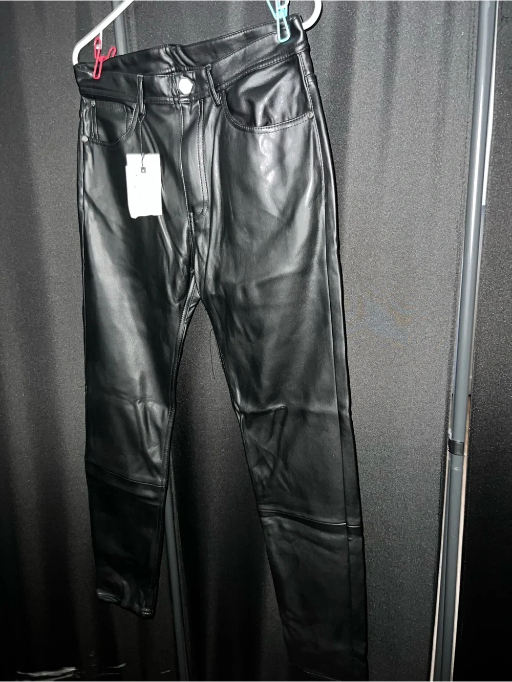 Black Faux Leather Men’s Pants